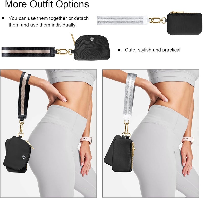 Babysun Mini Zip Around Dual Pouch Wristlet With 2 Straps Wristlet Keychain Wallet for Women Coin Purse Small Cute for Teen Girl - Image 3
